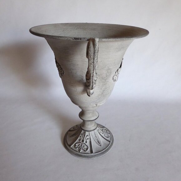 NEW SHABBY CHIC HANDLED DISTRESSED METAL URN VASE - Picture 7 of 10